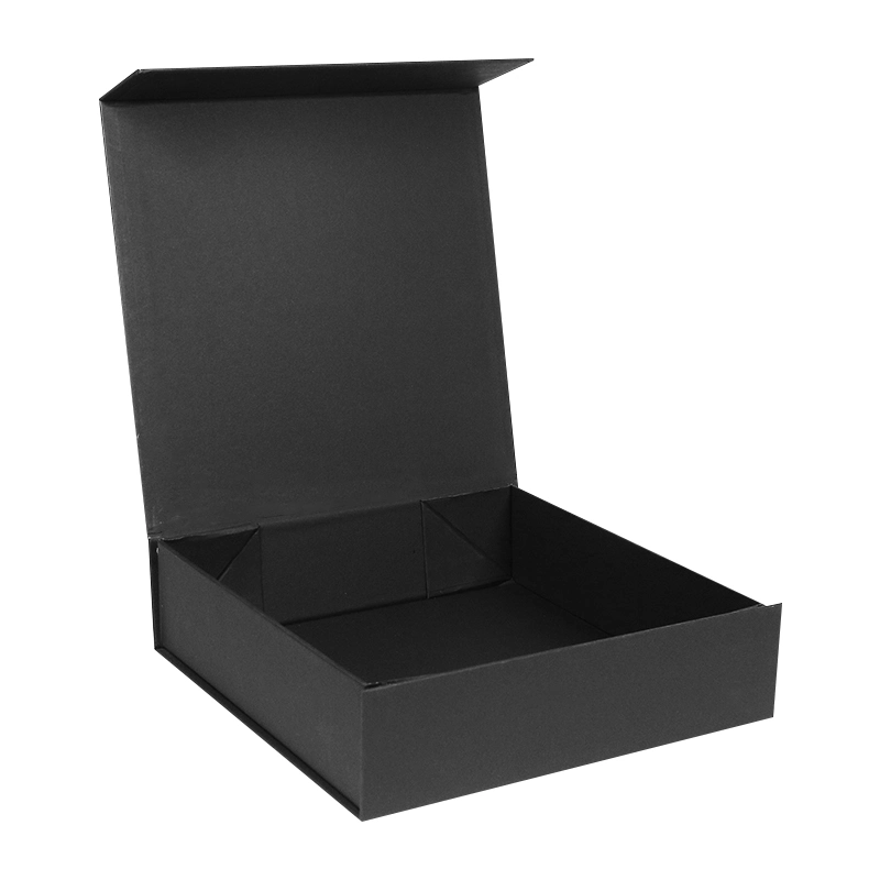 Black UV Logo Matte Black Cardboard Magnetic Closure Foldable Gift Box