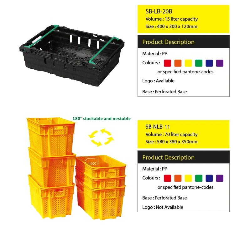Plastic Stackable Crate Fruit Crate Bin for Farms