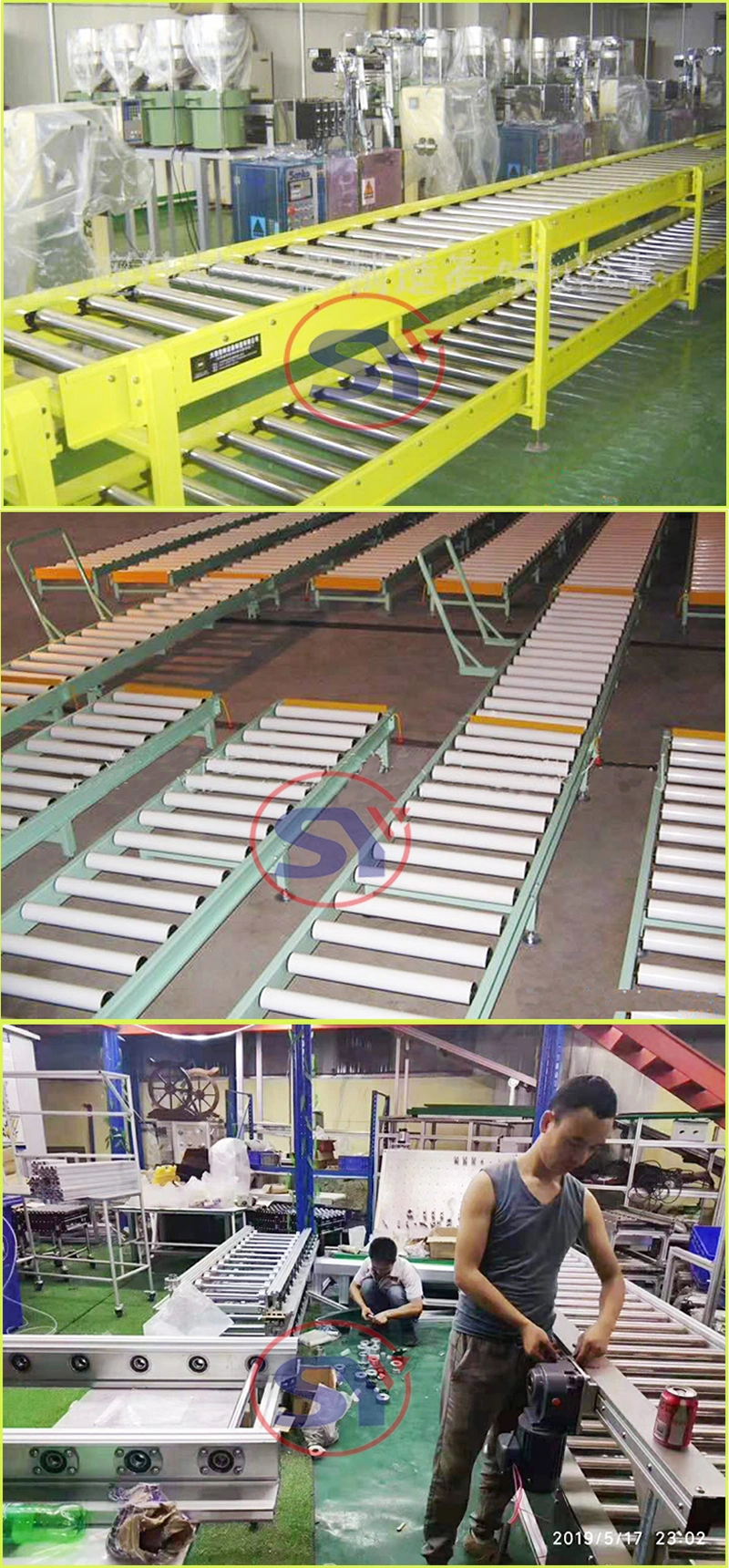 90 Degree Bend Driving Roller Conveyor for Plate Crate Barrel
