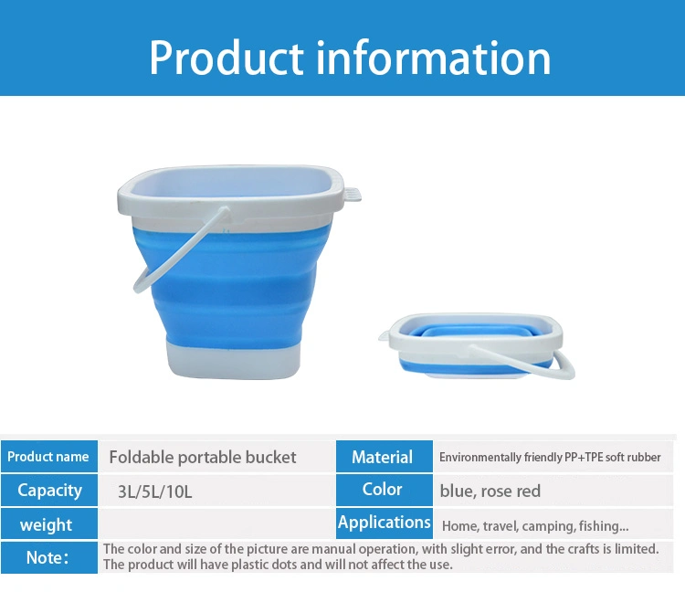 Square Collapsible Bucket 10L Collapsible Plastic Bucket Silicone Collapsible Bucket