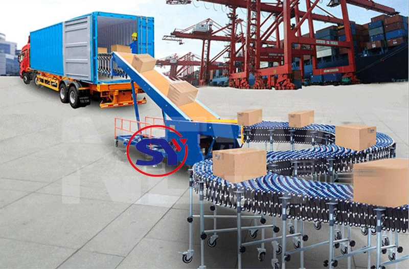 Power-Driven Motorized Telescopic Roller Conveyor for Pallets Crate