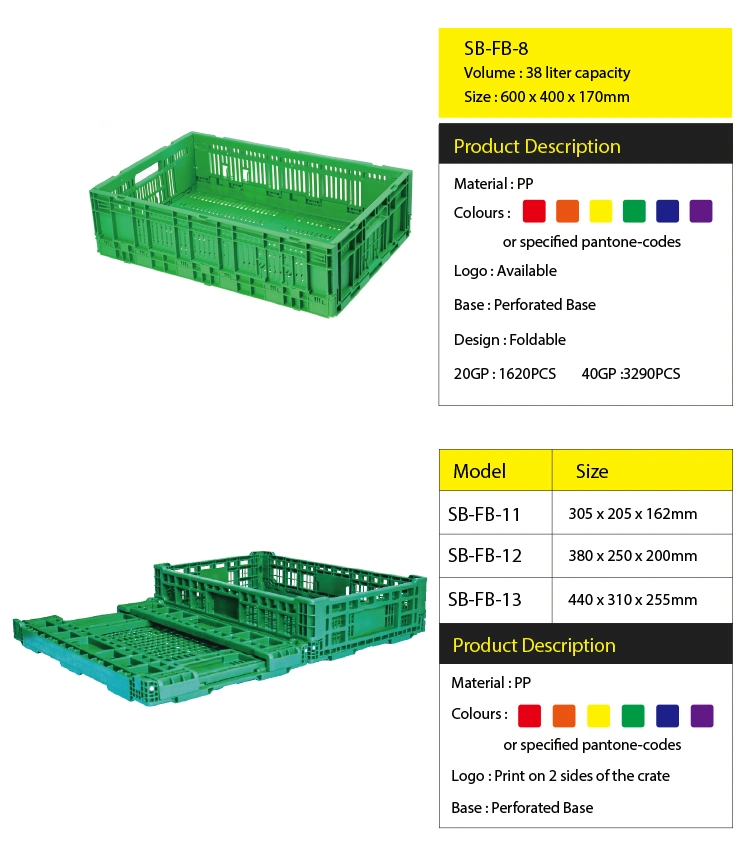 Plastic Folding Crate Fruit and Vegetable Bin