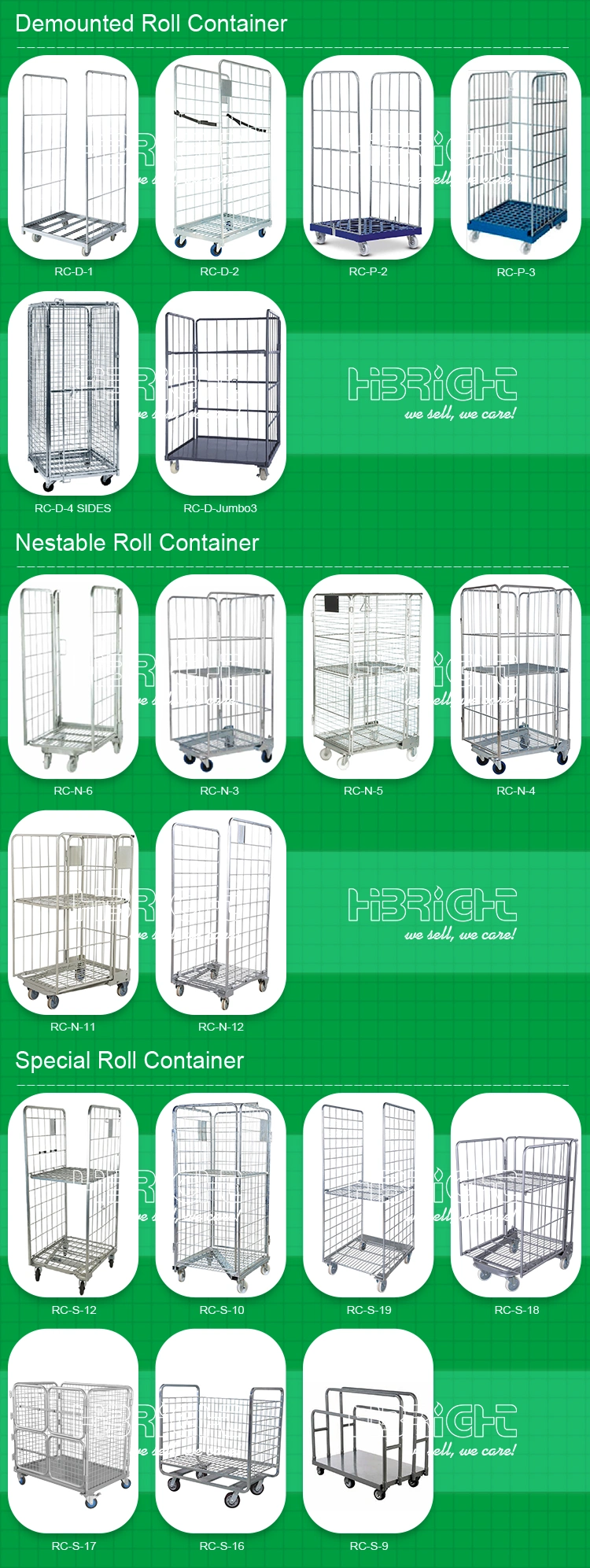 3 Sided Foldable Steel Pallet Rack Container Folding Cage Trolley