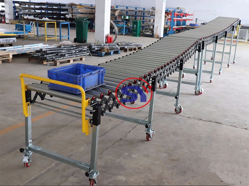 Power-Driven Motorized Telescopic Roller Conveyor for Pallets Crate