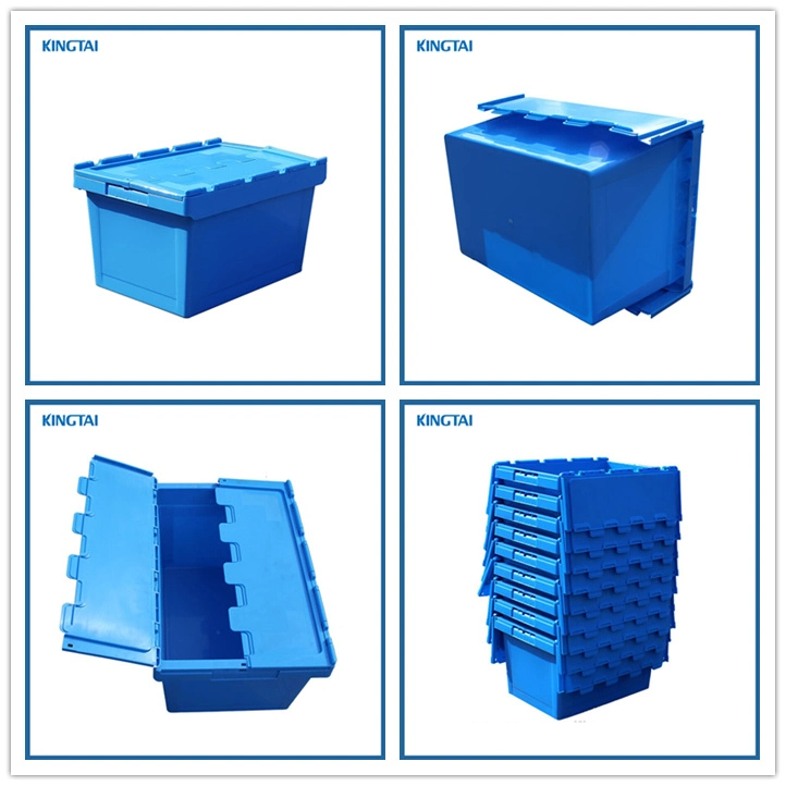 Heavy Duty 60kg Load Plastic Moving Crates with Foldable Lids