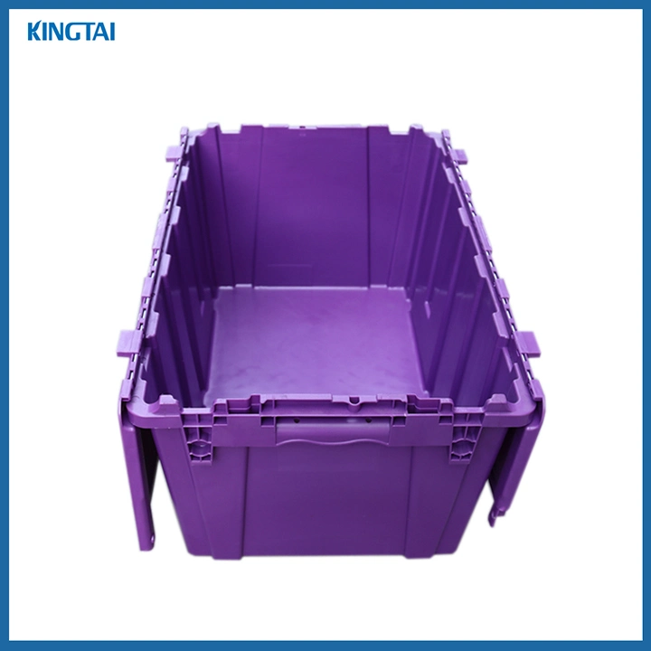 Large Plastic Moving Crate Attached Lid Crate with Dolly