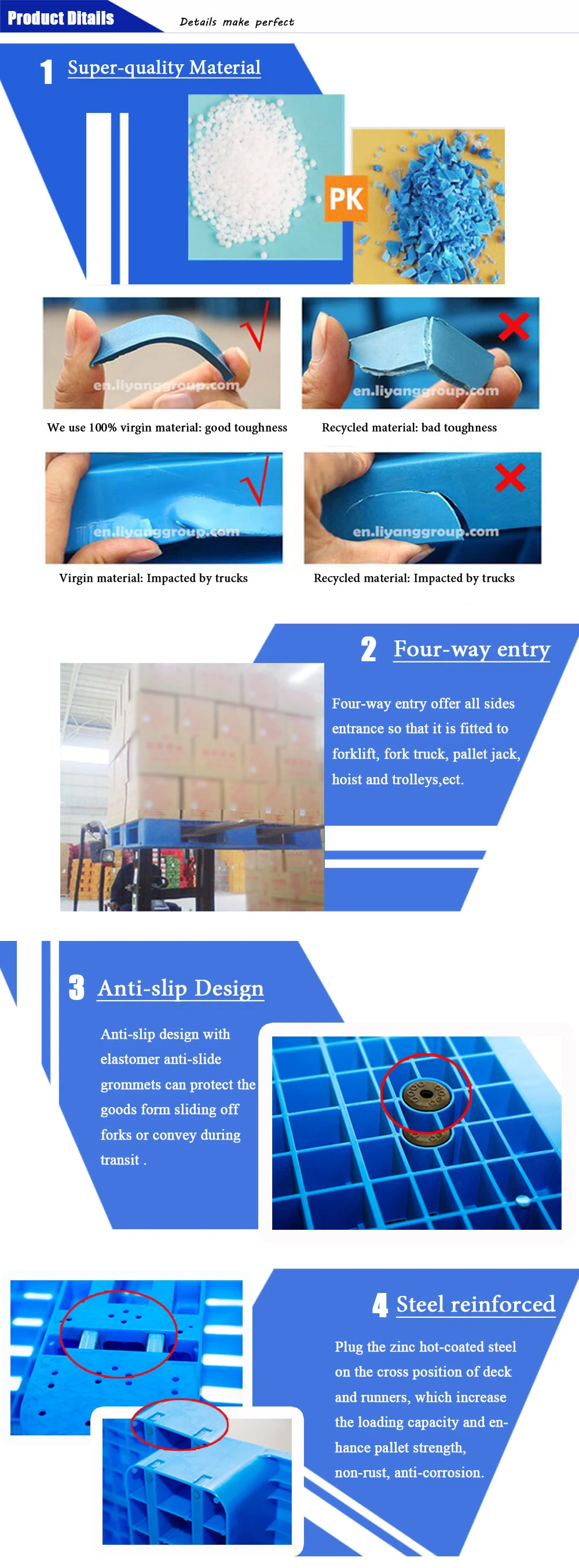 Warehouse Storage Pallet Heavy Duty Beverages Blue Color Plastic Pallet