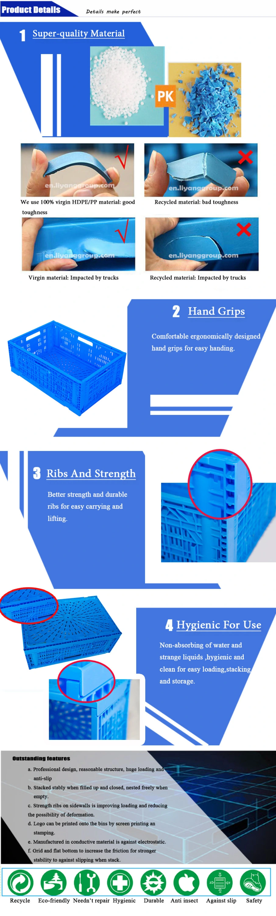 Nestable Stackable Plastic Turnover Container Attached Lid Logistics Box Solid Moving Crates