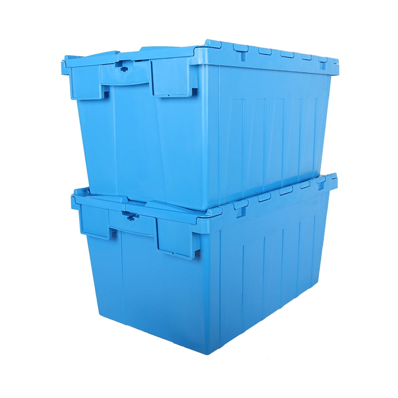 Heavy Duty Logistic Plastic Stack Nest Storage Moving Attached Lid Crates