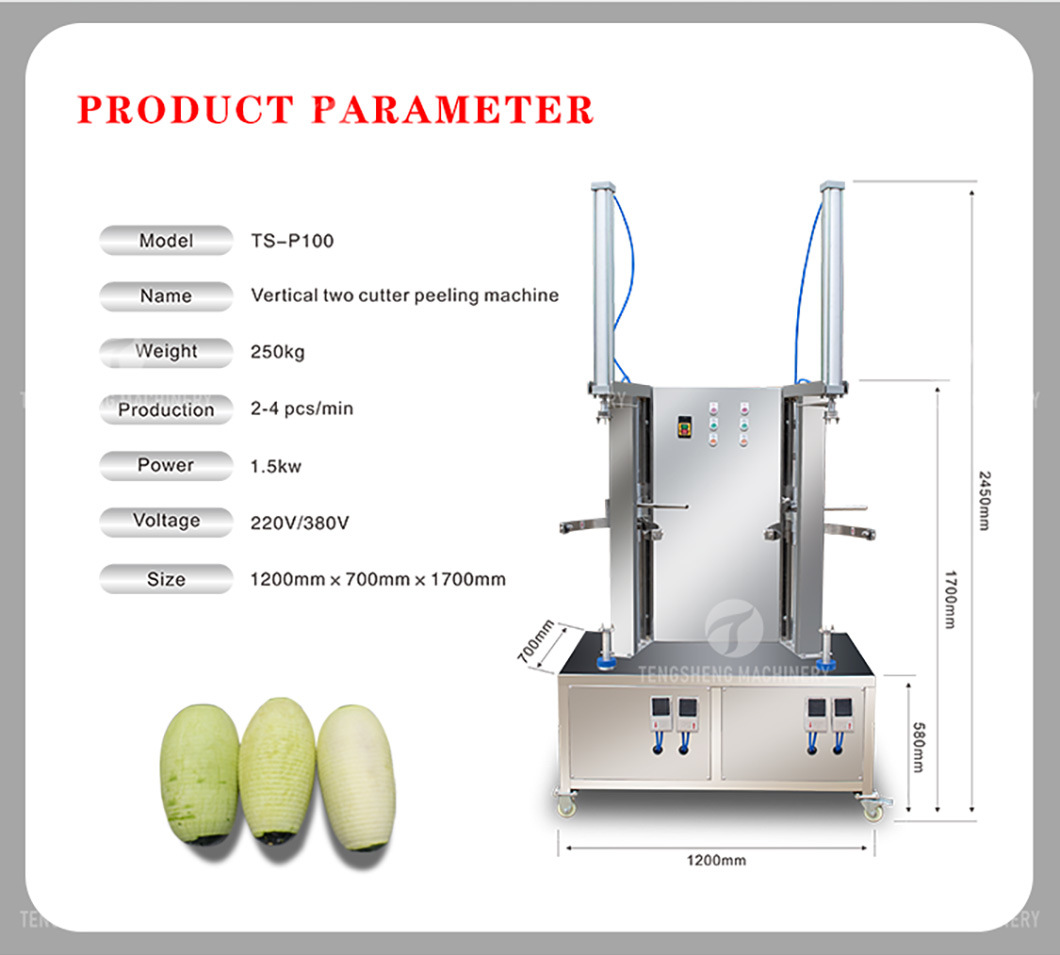 Industrial Vegetable and Fruit Peeler Double-Head Electric Automatic Peeler Large Melon and Fruit Processing Machine