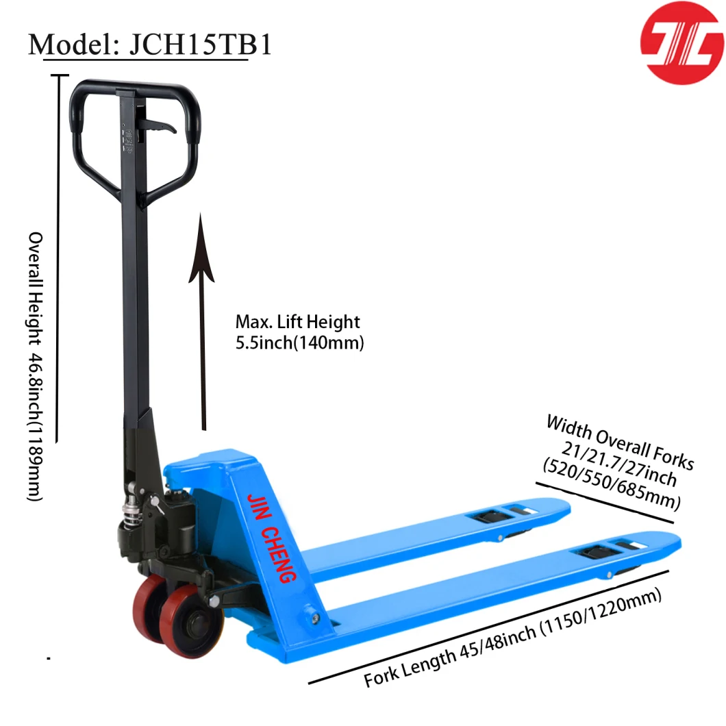 1500kg Hand Pallet Truck Manual Hand Forklifts Welded Cast Pump Pallet Truck 3300lbs Pallet Jack