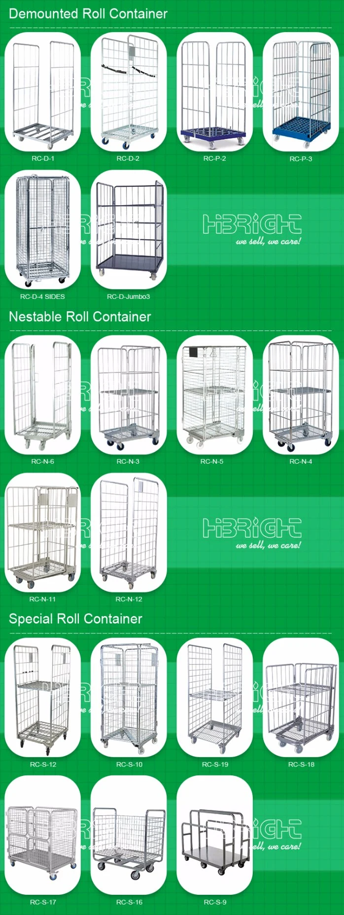 Electrostatic Spray Multipurpose Nestable-Standard Mesh Merchandise Roll Container Cart