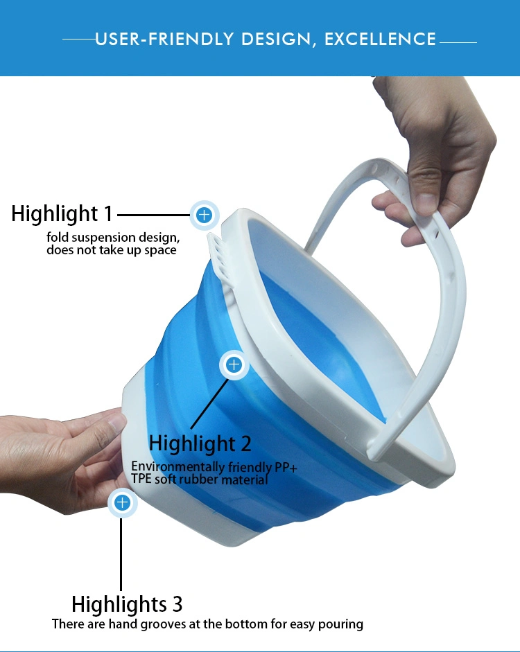 Square Collapsible Bucket 10L Collapsible Plastic Bucket Silicone Collapsible Bucket