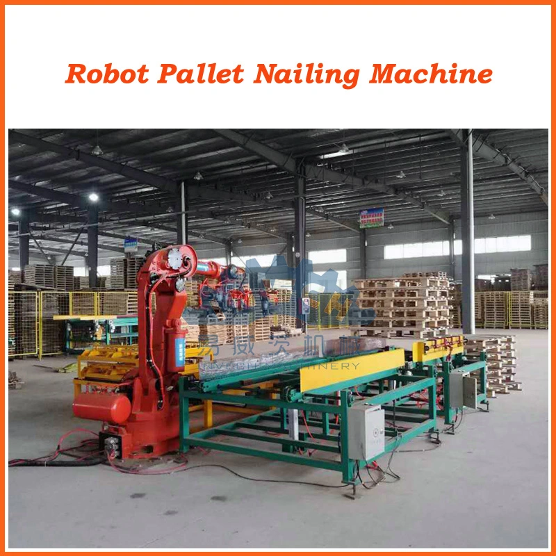 Robot EU Standard Wooden Pallets Processing Line for Blocks and Stringer Pallets Nailing