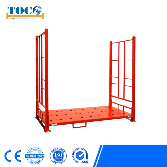 High Quality Powder Coated Glass Collapsible Pallet Stacking Frame with Wheels