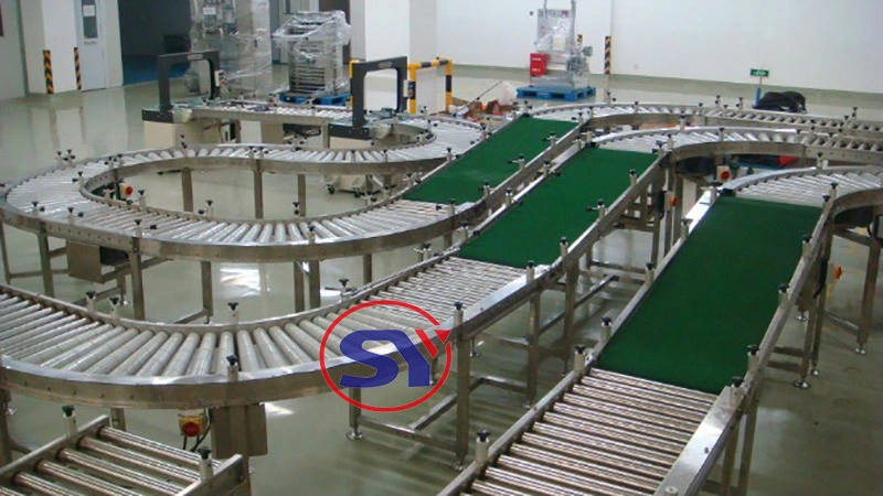 Curved Motorised 90 Degree Roller Conveyor for Pallets Transfer