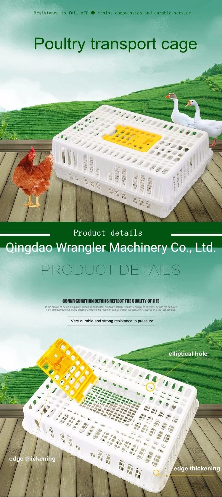 Plastic Broiler Chick Duck Live Chicken Transport Cage Box Poultry Transport Crate for Sale