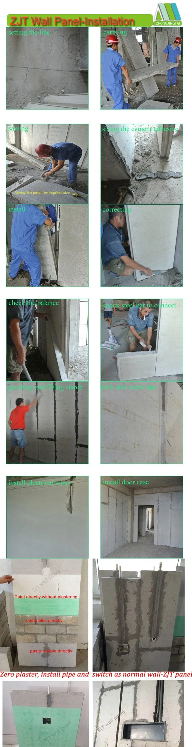 China Factory Lightweight Low Carbon Fireproof Partition Lightweight Cement Panel