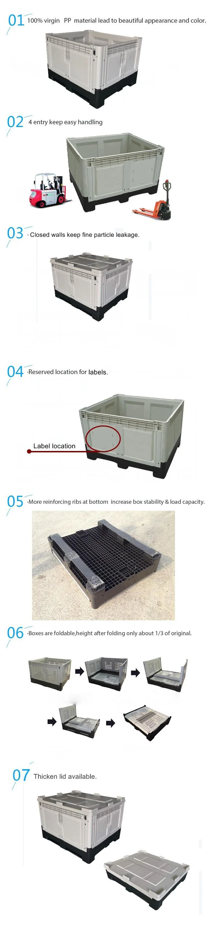 Stackable Box Plastic Containers Collapsible Plastic Pallet Storage Bins