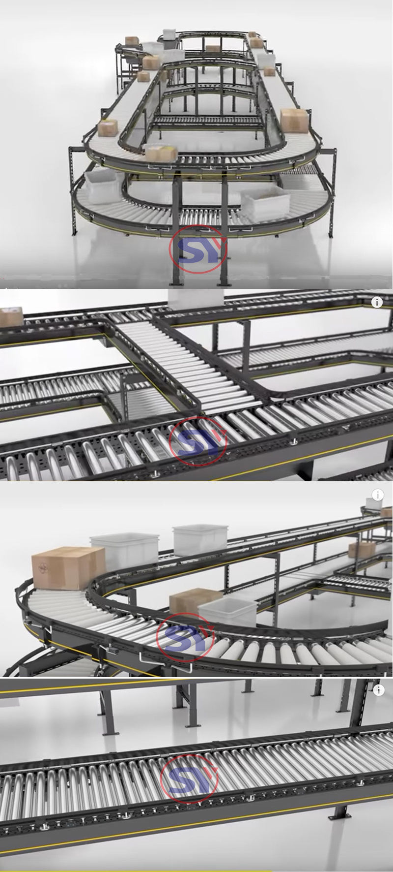 45/90/180 Degree Curve Motorized Roller Conveyor Gravity for Carton Pallet Handling