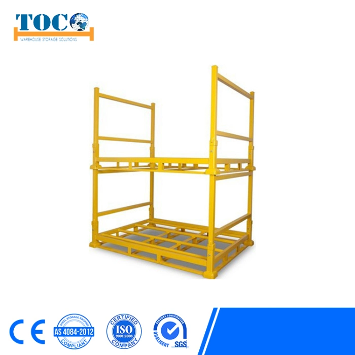 Workshop Powder Coated Automotive Industry Collapsible Pallet Stacking Rack with Wire Mesh Deck