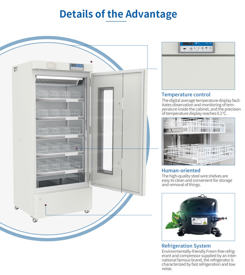 High Performance Blood Bank Refrigerator Can Hold 200 Bags of Blood