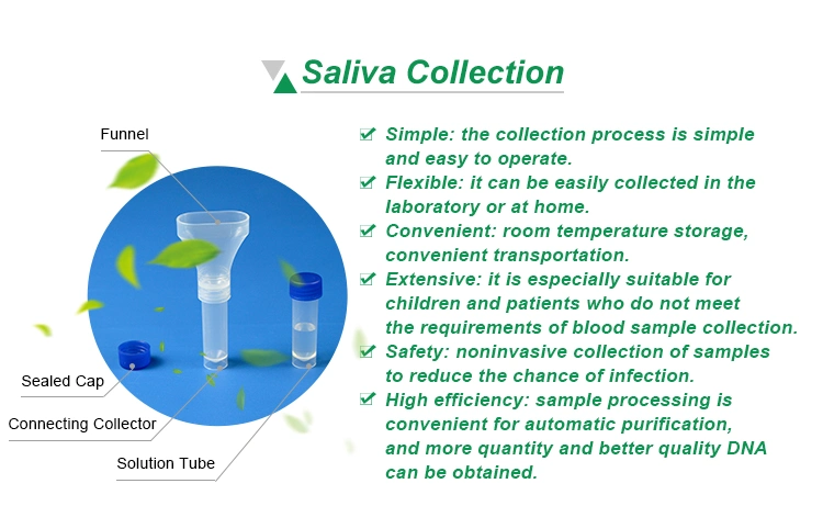 Disposable Oral Gene DNA Saliva Specimen Sample Collection Tube Kit
