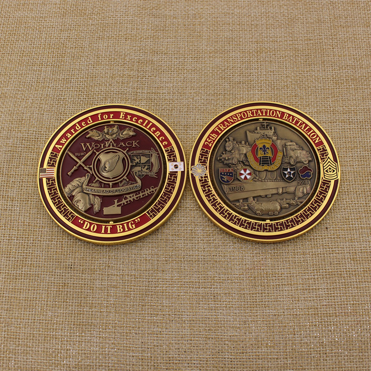 Bespoke Zinc Alloy Material 3D Antique Gold Coin with Collector Oath