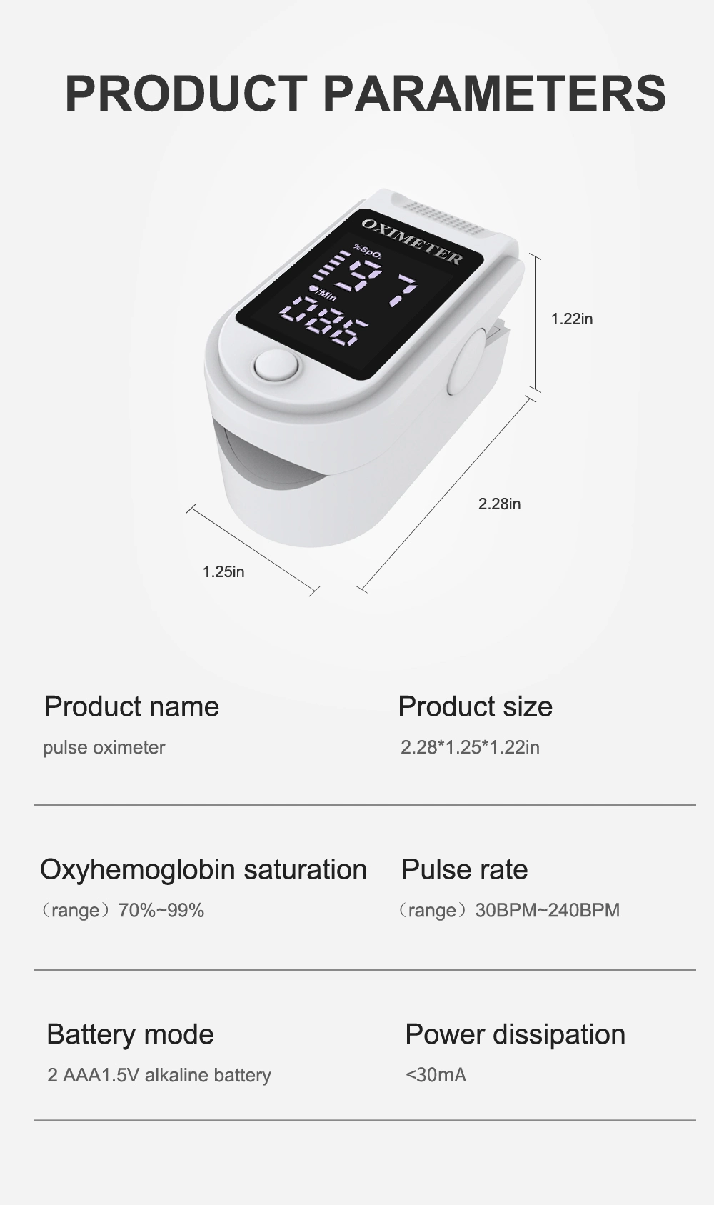 Household Blood Oxygen Monitor Blood Oxygen Saturation Monitor Blood Glucose Meter Finger Pulse Oximeter