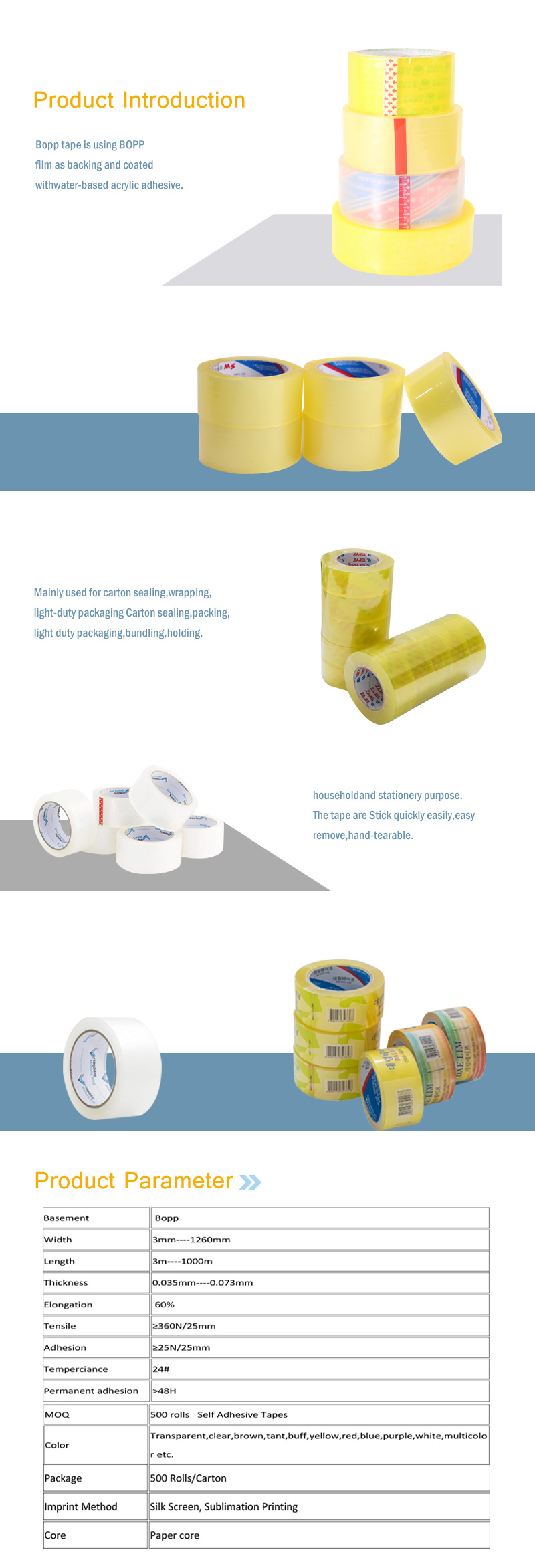 Colored Different Size High Strength BOPP Adhesive Tape
