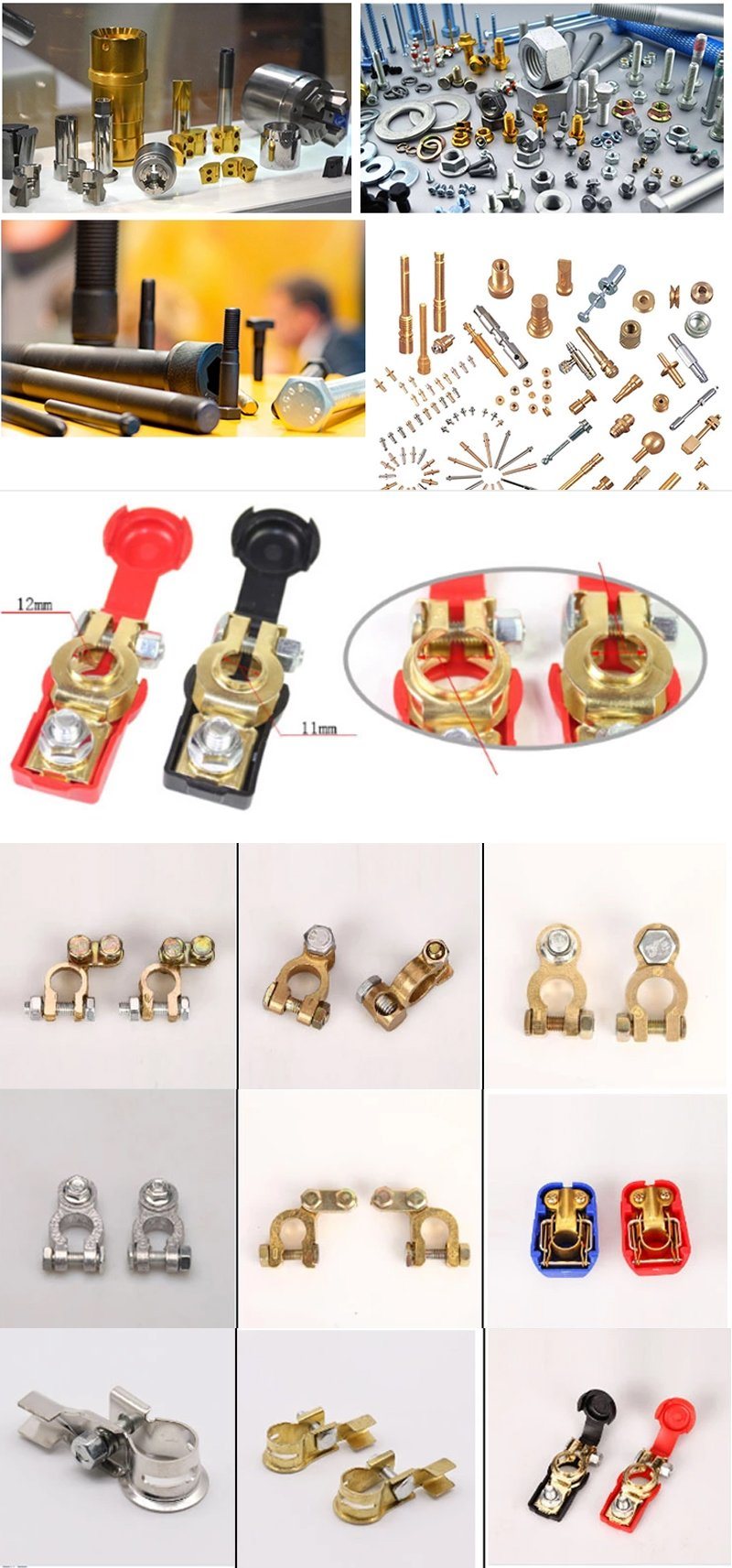 Gold Solid Brass Top Mount Style Plated Battery Terminal