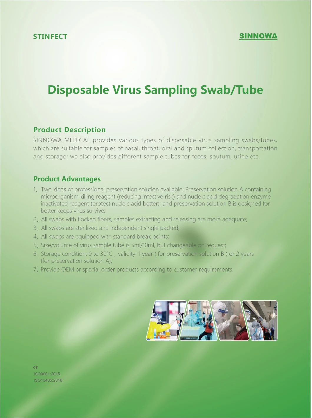 Sterilized Disposable Virus Specimen Collection Sampling Tube with Oral Nasal Throat Swab & Viral Transport Medium