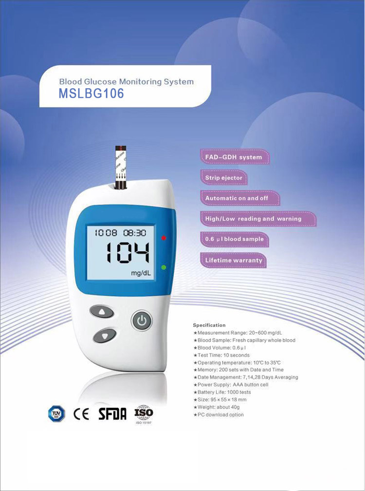 Long Lifetime Blood Glucose Meter Mslbg106 Blood Glucose Test Machine