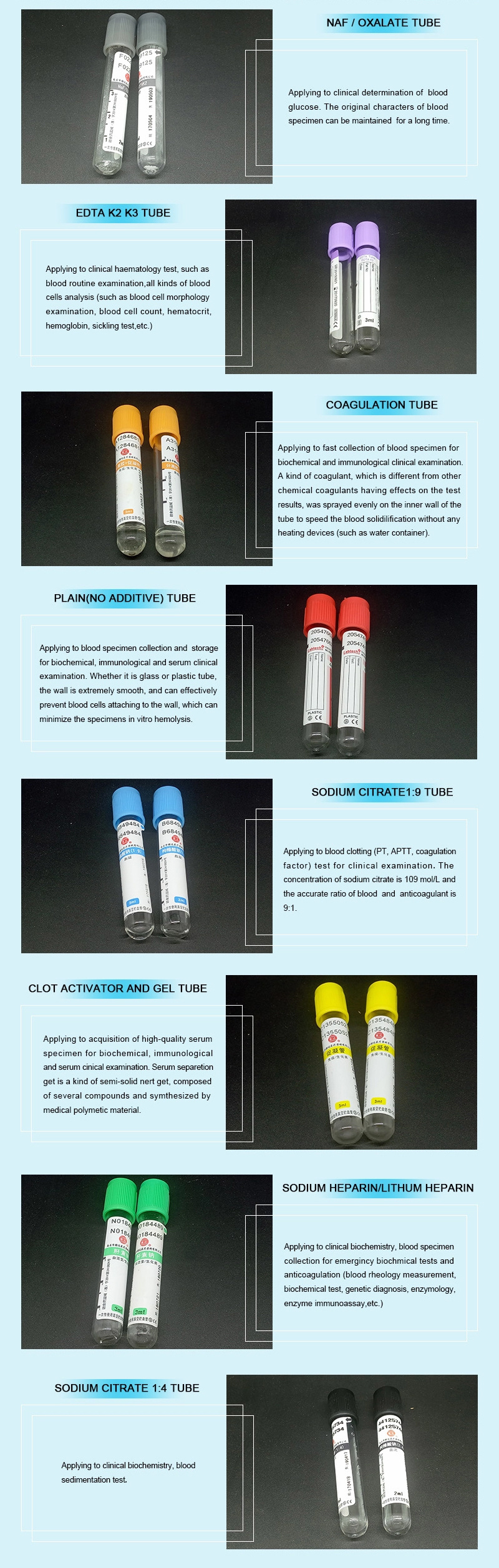 Anticoagulant Purple Cap Lab Pet Glass Materials Sterile Test Vacuum Blood Collection Tubes with Gel