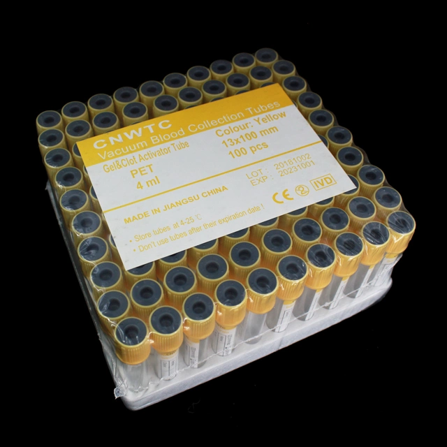 Yellow Cap Top Separate Gel Clot Activator Blood Sample Test Tube