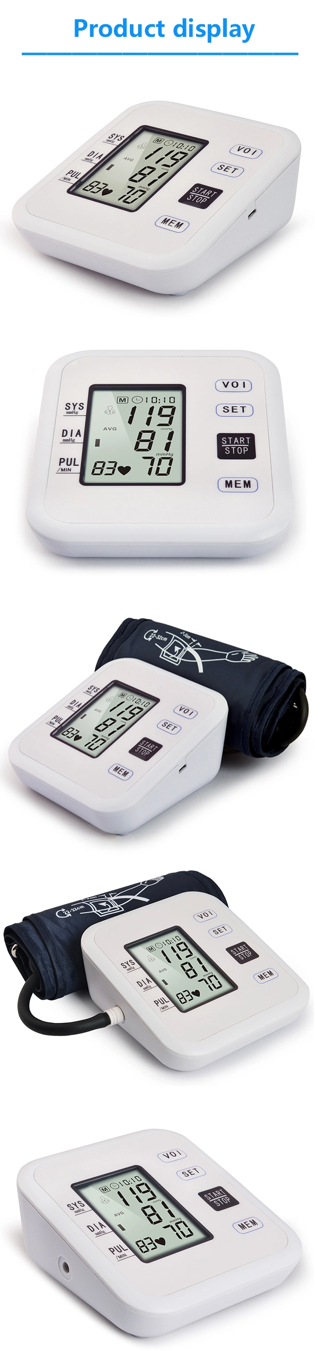 OEM Full Automatic Digital Blood Pressure Monitor Sphygmomanometer Blood Pressure Meter a Blood Pressure Monitor