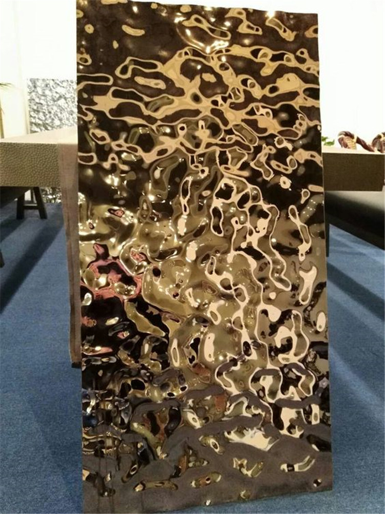 High Quality Water Ripple Stainless Steel Sheet with Golden Hammered Finish