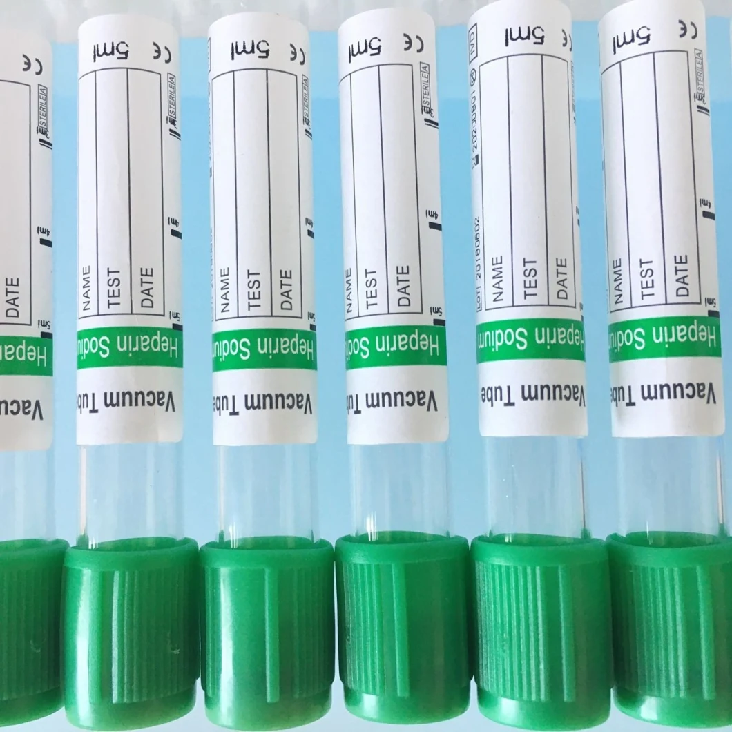 Plastic Green Gel Lithium Heparin Vacuumed Tubes for Blood Collection