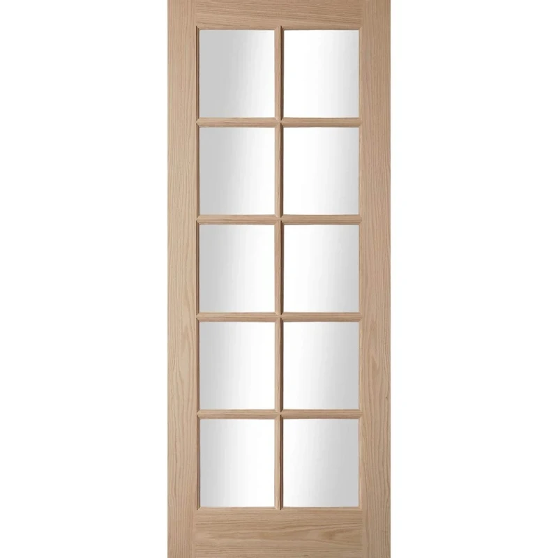 White Oak 10-Lite Glazed Pane Wood Doors