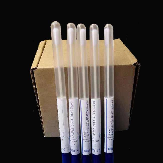 Specimen Collection Flocked Swabs Medical Plastic Stick Cotton Saliva DNA Sample Collection Sterile Throat Nasopharyngeal Swab