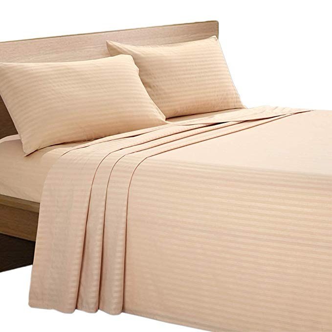 Hotel Collection Hypoallergenic Striped Solid Color Cotton Bed Sheet Set