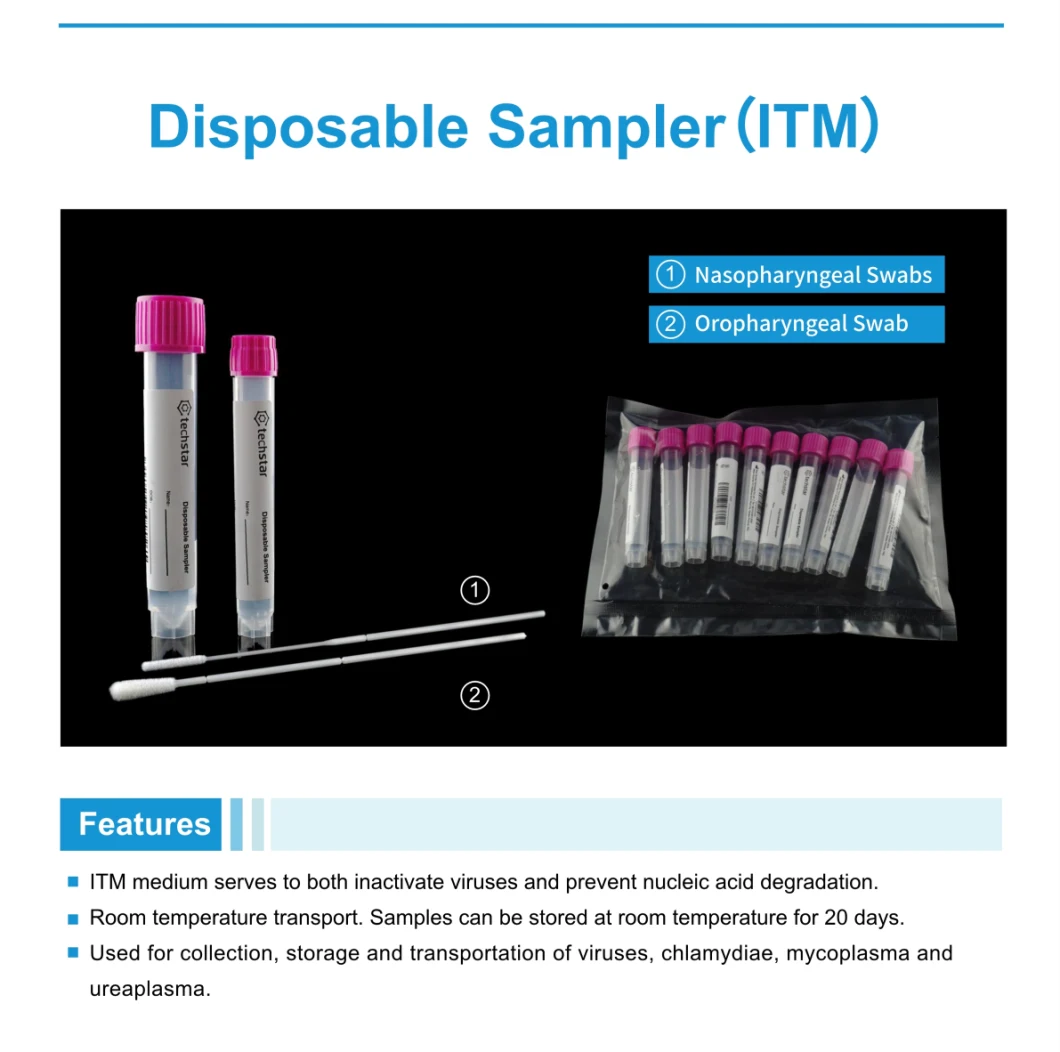 Supply Medical Disposable Sampling Microfiber Virus Swab Saliva Collection Test Kits with Tubes