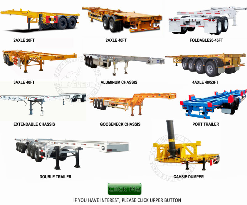 3 Axles 20FT 40FT Shipping Container Transport Skeleton Semi Trailer
