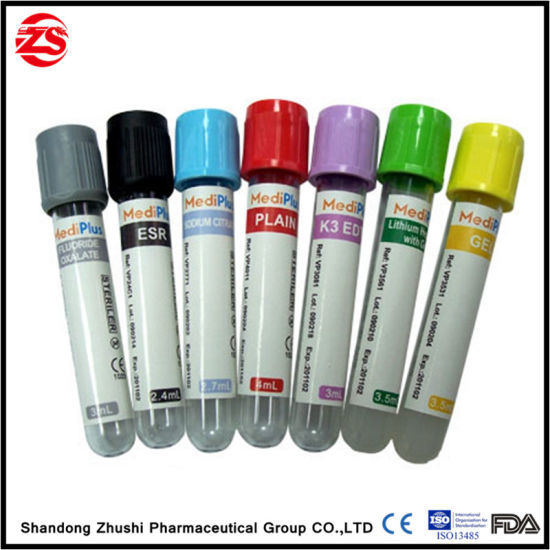 Disposable Blood Collection Tubes of Various Colors