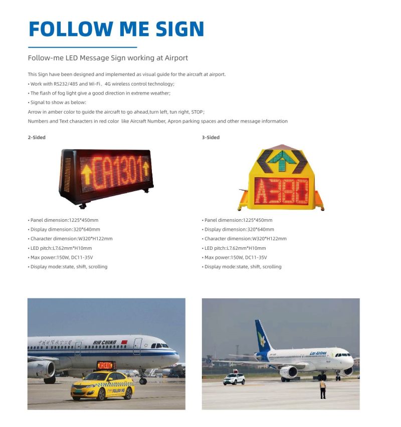 Airport Vehicle Warning Guidance LED Signs Follow-Me Sign (Pad operation)