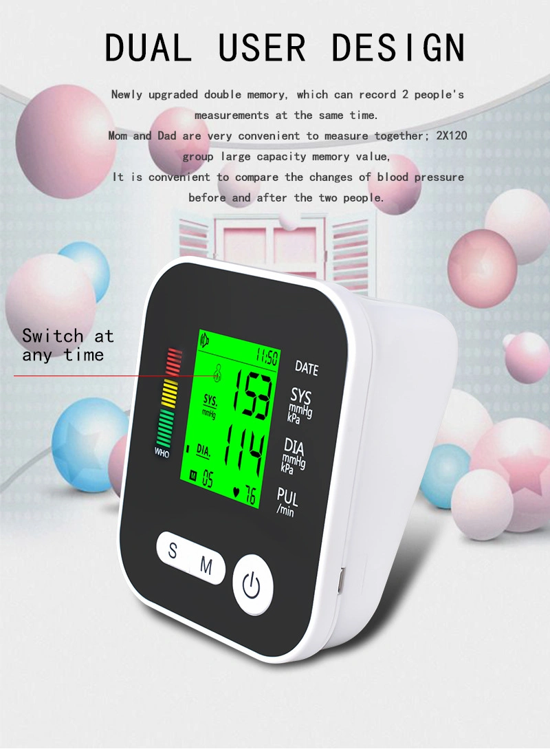 Upper Arm Digital Automatic Blood Pressure Monitor Digital Bpm and Turgoscope