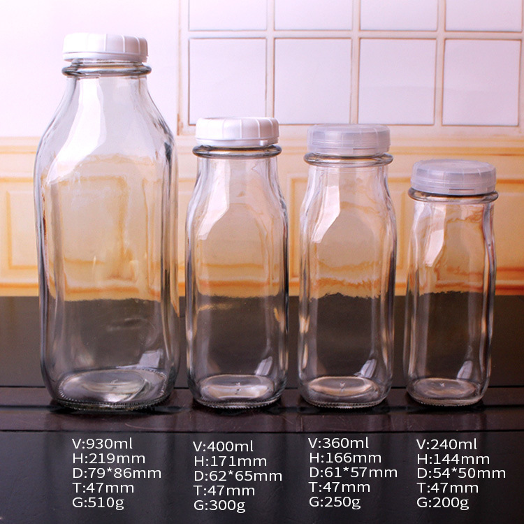 360ml Glass Milk Bottles Water Bottles Drinking Bottles