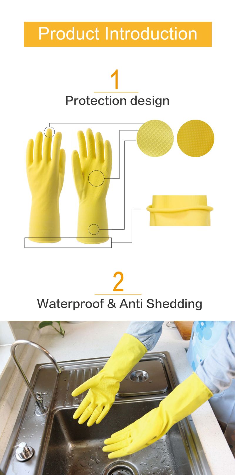 Household Rubber Gloves to Wash The Kitchen Which Can Be Used Several Times