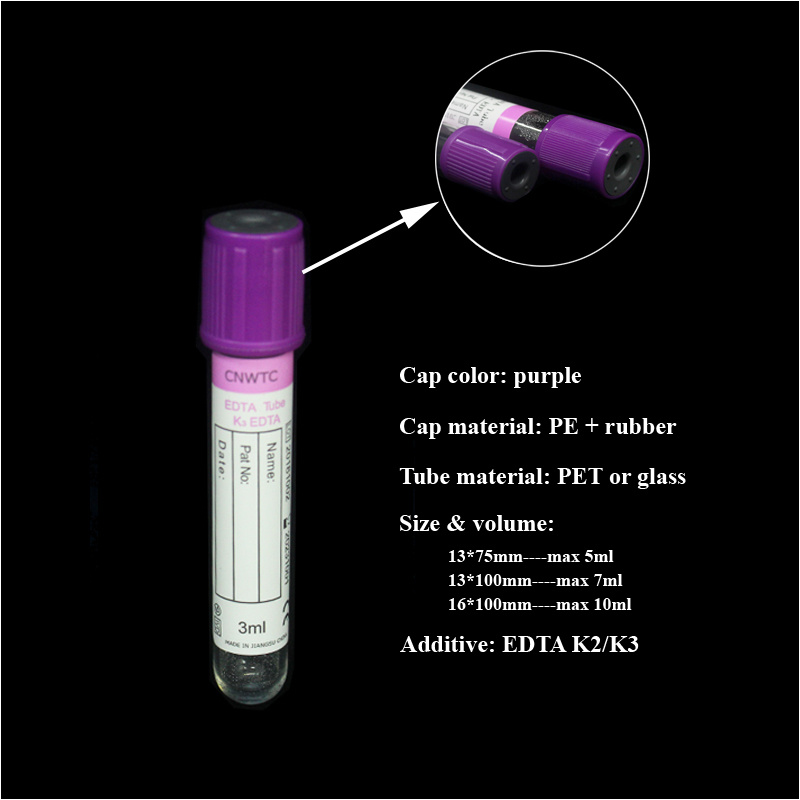 Purple Blood Test EDTA Blood Collection Tubes