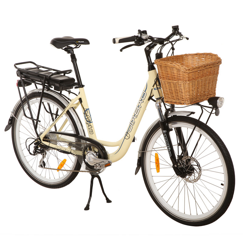 26inch City Electric Bike with Basket Being Used to Work